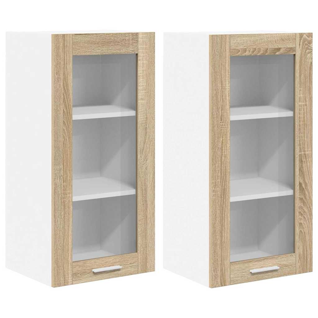 Hanging Cabinet with Door Riga 2 pcs Sonoma Oak 40 x 31 x 80 cm